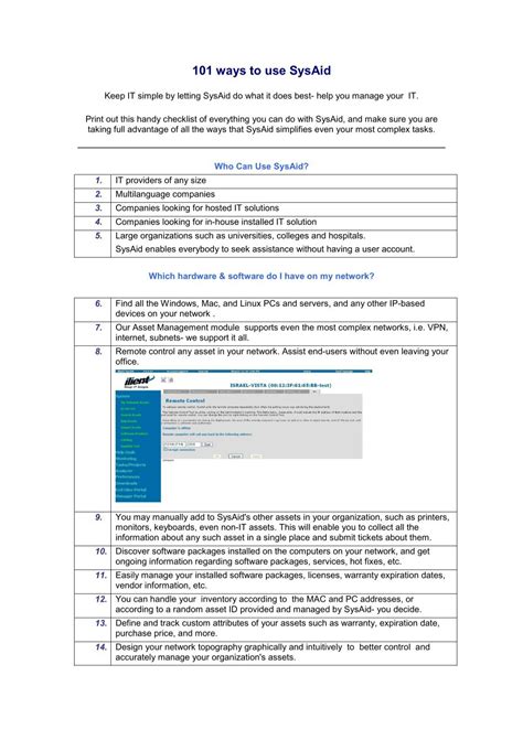 101 Ways To Use Sysaid