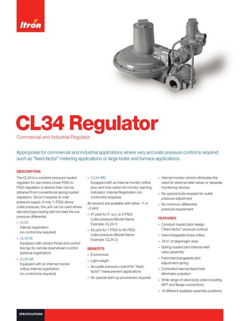 101074SP05 CL34 Regulator PDF Valve