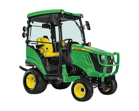 The 1025R Sub Compact Utility Tractor, Factory-Installed, Heated Cab Option. The cab is warm and comfortable with a quality fit and finish. Because it’s factory installed. Add a blade, a front loader, snow blower or a spreader. And you are ready. The 1025R with the factory-installed, heated cab. This is the one for snow.. 