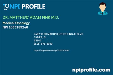 1033189246 NPI Number MATTHEW ADAM FINK M.D.