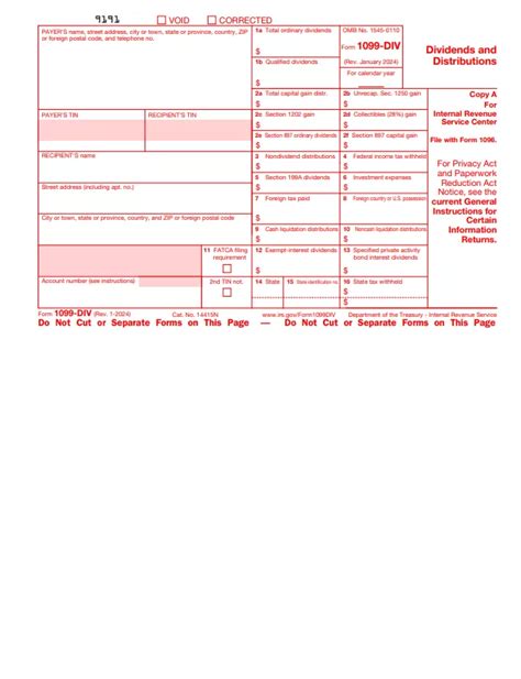 1099 Div Form Fillable and Editable PDF Template