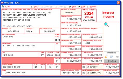 1099INT Software to Create, Print & EFile IRS Form 1099INT