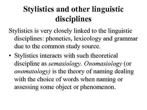 10Stylistics and Other Linguistic Disciplines