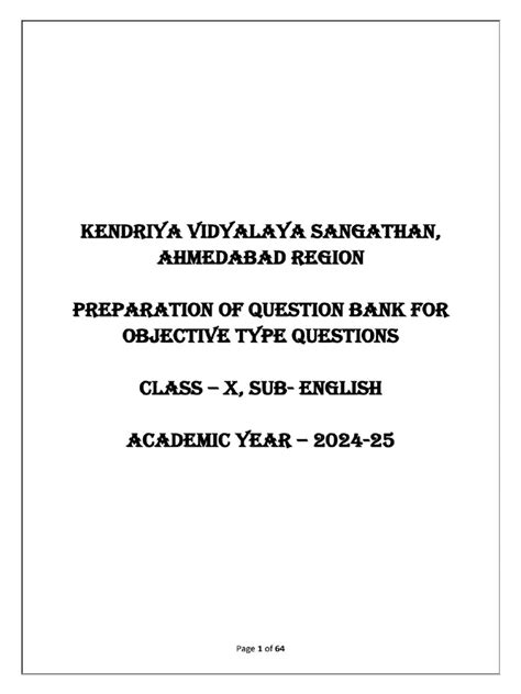 10th Class Objective Type Question Papers