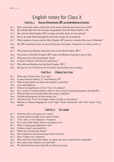 10th English Notes