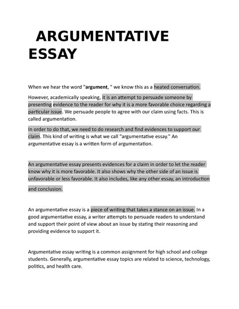 10th Grade Argumentative Essay Argumentative Essay 7th Grade - Argumentative Essay 7th Grade