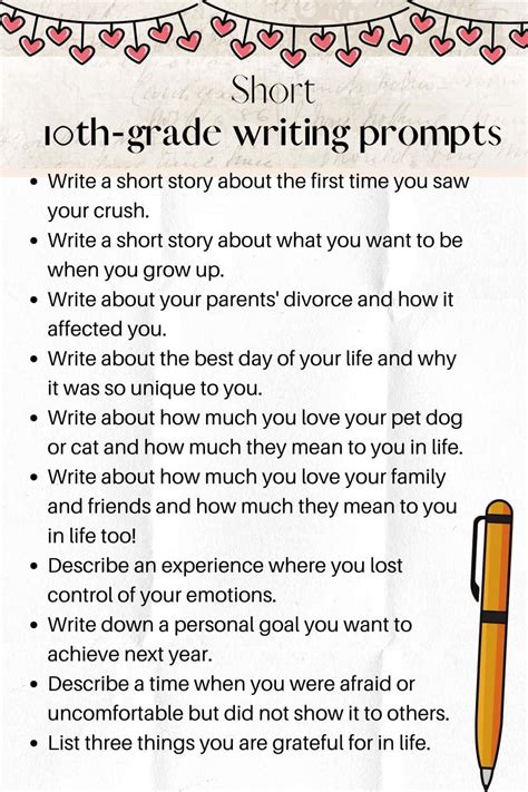 10th Grade Writing Prompts To Get Your Creative Writing Prompts For 10th Grade - Writing Prompts For 10th Grade