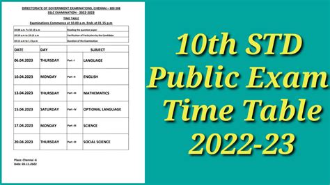 10th Public Time Table 2023