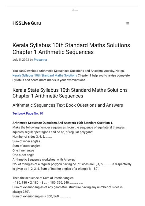 10th Standard Maths Notes