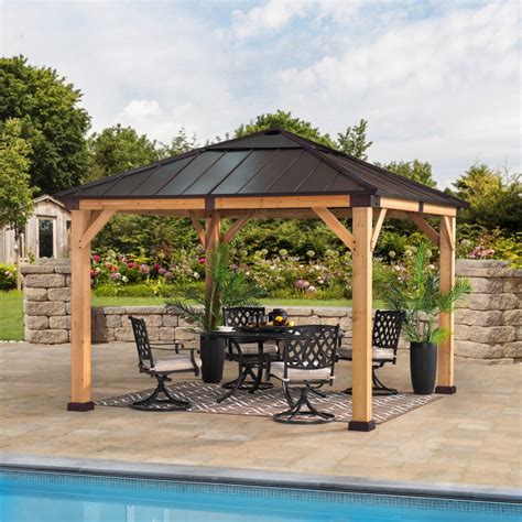 10x10 hardtop gazebo clearance. Build your backyard oasis with our wide selection of pergolas, gazebos and shelters. Design a beautiful backyard you'll never want to leave with a stylish and functional pergola or gazebo. For a traditional look, choose a classic wood pergola. For a style that's more modern, vinyl or aluminum pergolas are a good option. 