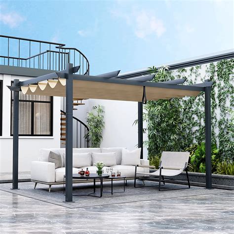 10x13 canopy.  Aluminum Outdoor Patio Pergola with Retractable Sun Shade...