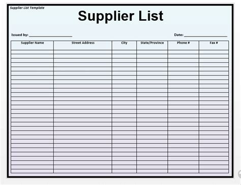 11+ Free Vendor List Templates Word Excel Formats