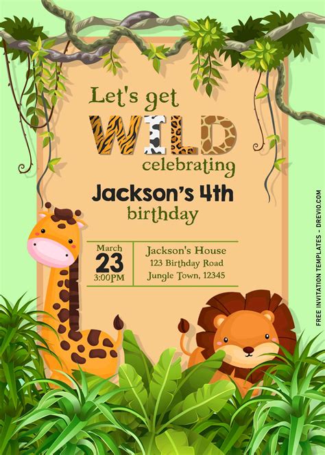 11+ Fun Jungle Birthday Party Invitation Templates