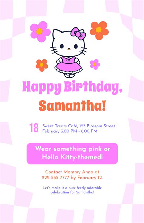 11  Hello Kitty Photo Invitations Word PSD InDesign AI