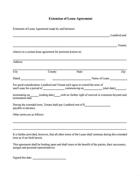 11+ Lease Extension Agreements Sample, Example, Format Sample Templates