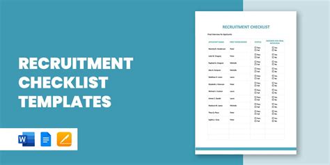 11+ Recruitment Checklist Templates in PDF MS Word