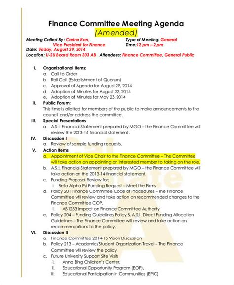 11+ Sample Committee Agenda Free Sample, Example Format Download