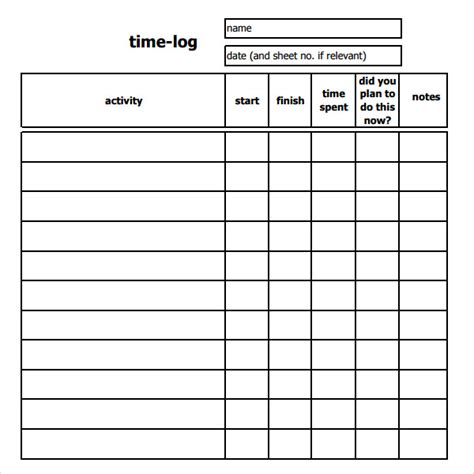 11+ Time Log Templates PDF, Word Sample Templates