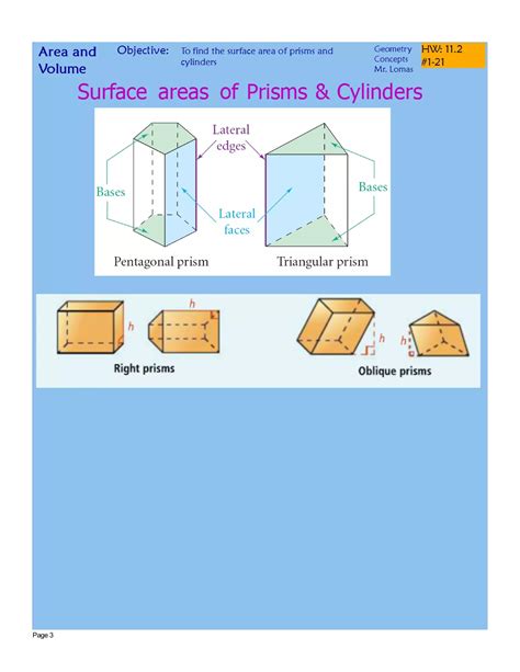 11 2 surface areas of prisms and cylinders