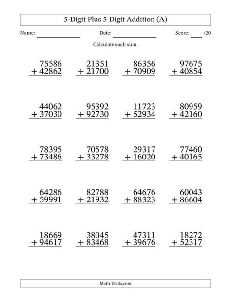 11 Best Images of Addition Worksheets Multi 5 Digit Addition