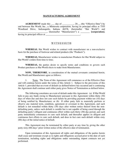 11 Contract Manufacturing Agreement Examples In Pdf Google Docs Apple Pages Ms Word Examples