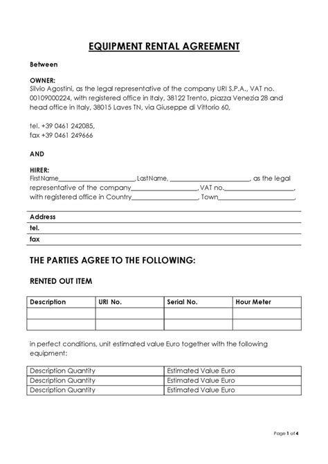 11 Equipment Rental Agreement Doc Pdf Free Premium Templates