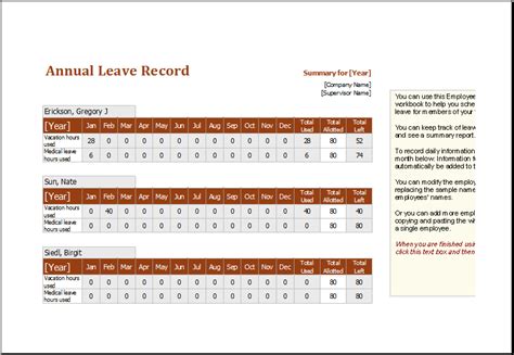 11 Excel Annual Leave Template Excel Templates Excel Templates
