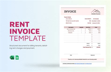 11 Rent Invoice Template Excel Excel Templates Excel Templates