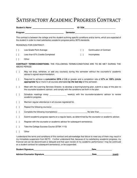 11 Student Academic Contract Template Examples Pdf Word Google Docs Apple Pages Examples