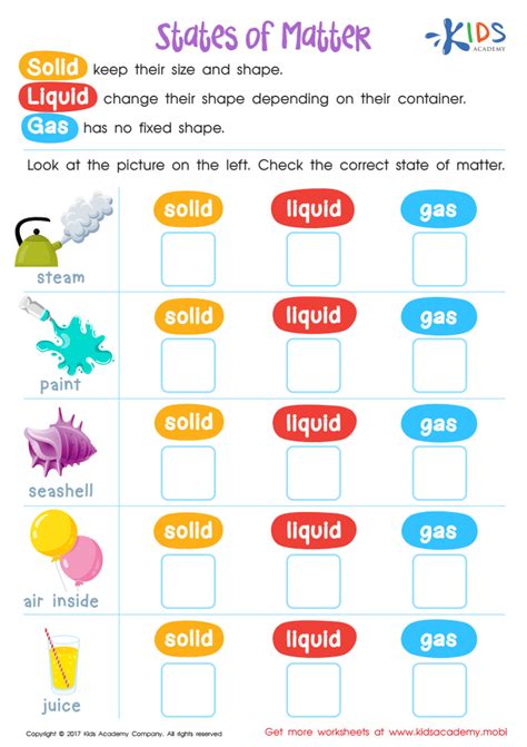 11 Best States Of Matter Worksheets For Understanding Solids Liquids And Gases Worksheet - Solids Liquids And Gases Worksheet