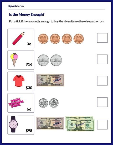 11 Free Comparing Money Worksheets Grade 1 Money Worksheet For Grade 1 - Money Worksheet For Grade 1
