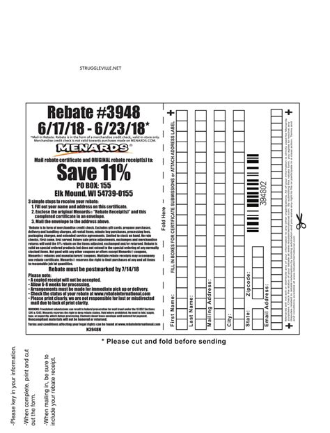November 18, 2022 by tamble. Lowes Rebate 11 Percent - Menards provides the benefit of a rebate of 11% on specific products. The rebate is not announced by Menards in advance. This is how you could be eligible for this deal. Also, make sure you review the Exclusions. It is important to thoroughly be aware of the conditions and terms of any .... 