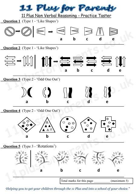 11 plus non verbal reasoning papers with answers