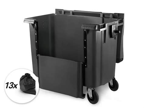 1100 Litre Black Drop Front Wheelie Bin