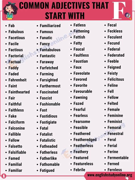 1100 Adjectives That Start With F With Interesting Adjectives That Start With F - Adjectives That Start With F