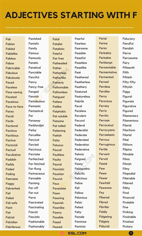 1100 Fantastic Adjectives That Start With F F Adjectives That Start With F - Adjectives That Start With F
