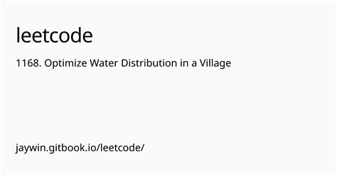 1168 - Optimize Water Distribution in a Village Leetcode