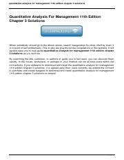 11th Management Edition Analysis Solutions Quantitative For