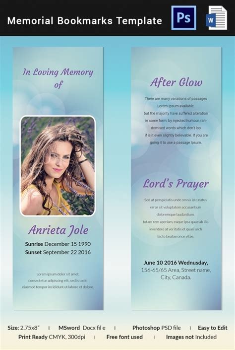 12+ Best Memorial Bookmark Examples & Templates