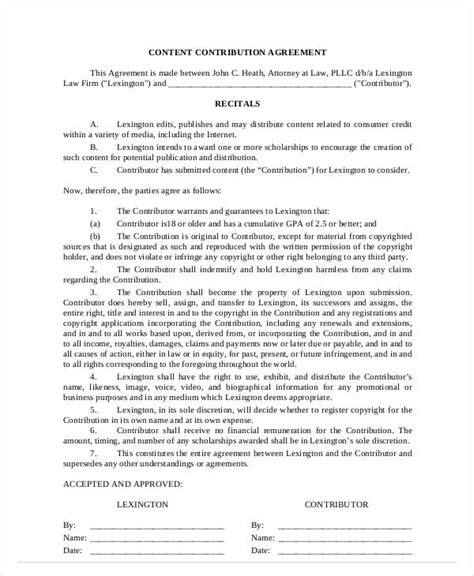 12+ Contribution Agreement Templates PDF