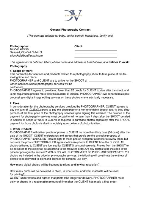 12+ Photography Contract Templates Free Sample, Example Format