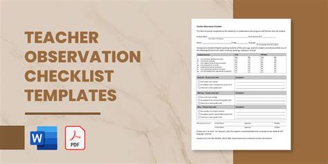 12+ Teacher Observation Checklist Templates in PDF MS Word Teacher