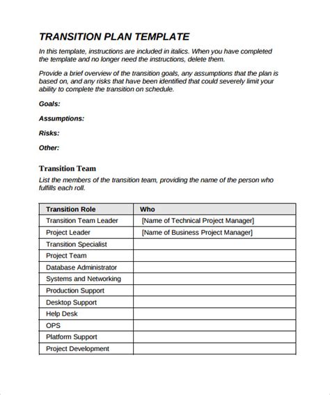 12+ Transition Plan Templates Free Sample, Example, Format Download!