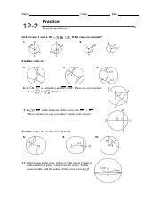 12 2 Practice Chords And Arcs Form G Answers With Work