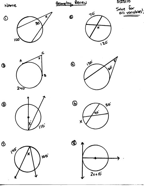 12 Best Images of Circle Arcs And Angles Worksheets Geometry Circle