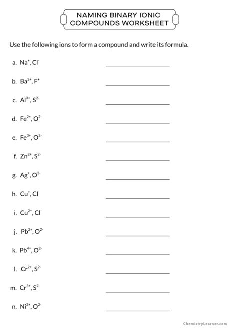 12 Binary Ionic Compounds Worksheet Free PDF at