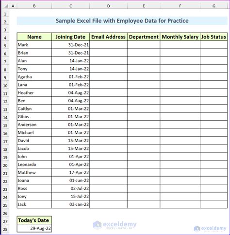 12 Employee Data Sheet Prepare In Excel Excel Practice Tutorials