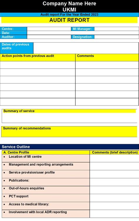12 Internal Audit Report Format In Excel Sample Templates