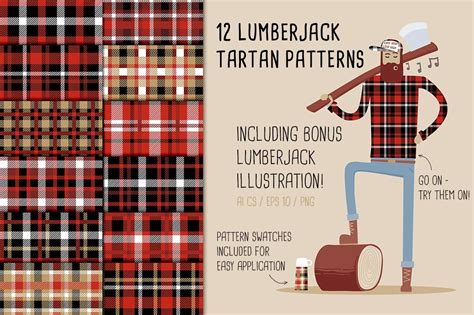 12 Lumberjack Tartan Patterns CustomDesigned Graphics Creative Market
