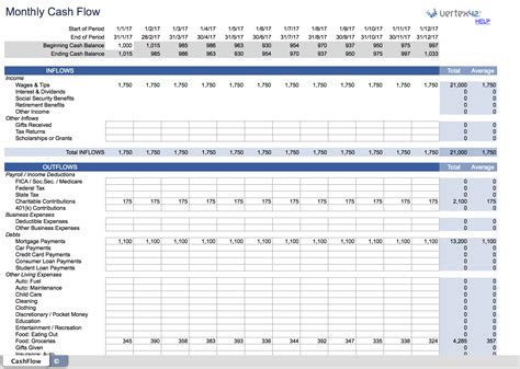 12 Month Cash Flow Statement Template Database